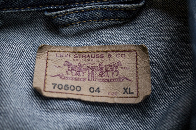Vintage Levis Line 8 Denim Fleece Jacket Beige Made in Sri