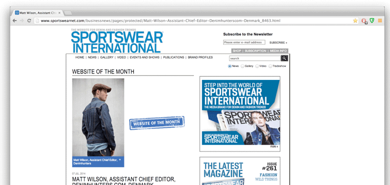 sporstwear international site of the month