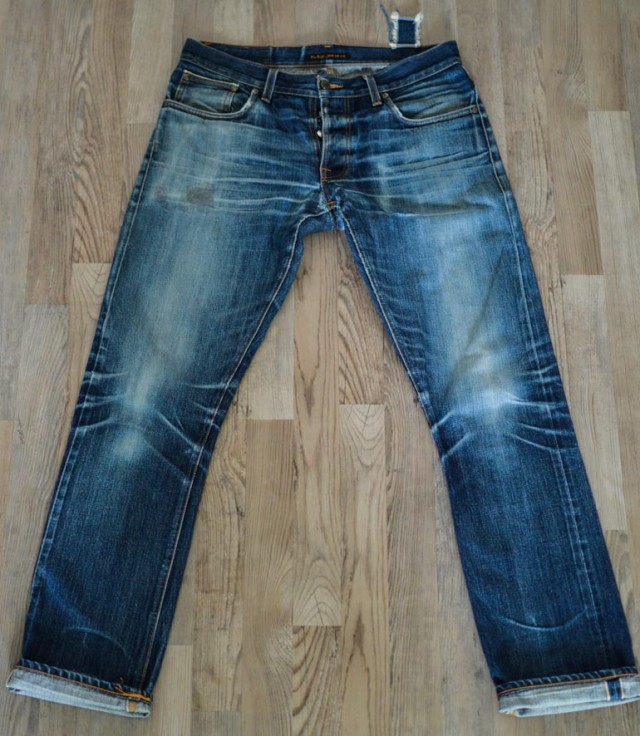 Jarno Sikken's 2.5-year-old Nudie Jeans Grim Tim Orange Selvage jeans - front - These Nudie Jeans Got a Dutchman Hooked on Raw Denim