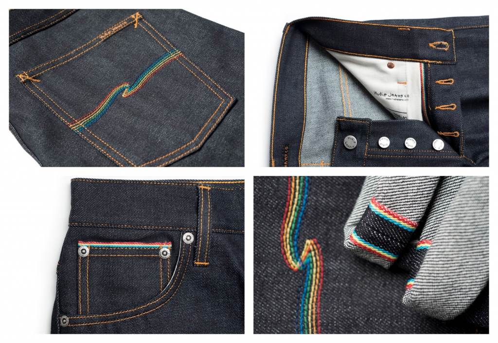 Nudie x Oi Polloi Grim Tim Dry Rainbow details