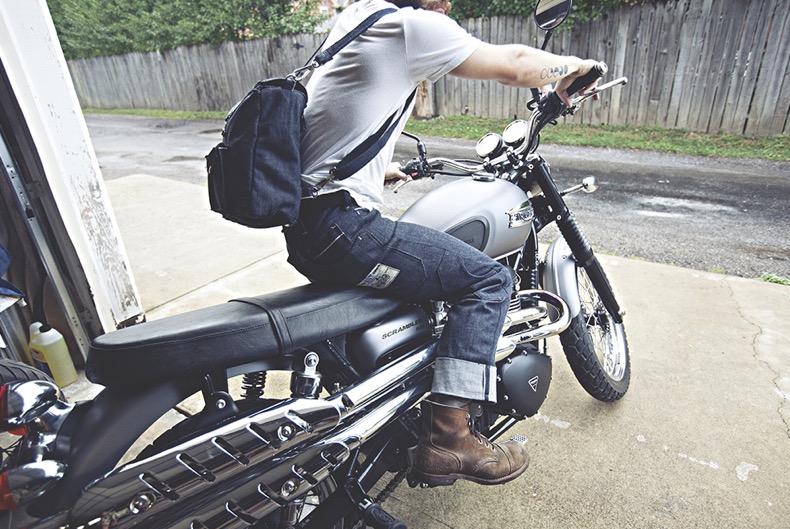 Zace USA jeans on motorcycle