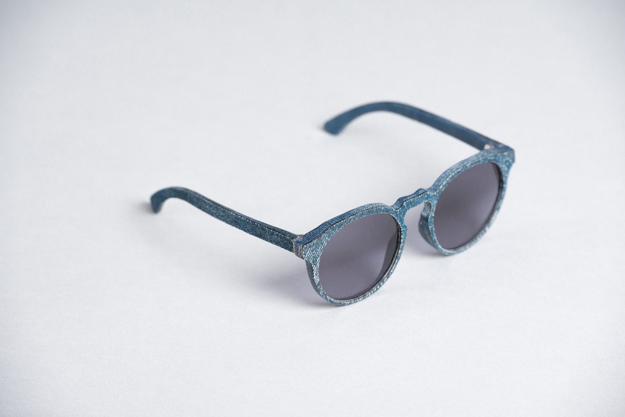Mosevic sunglasses made of denim, Kepler indigo