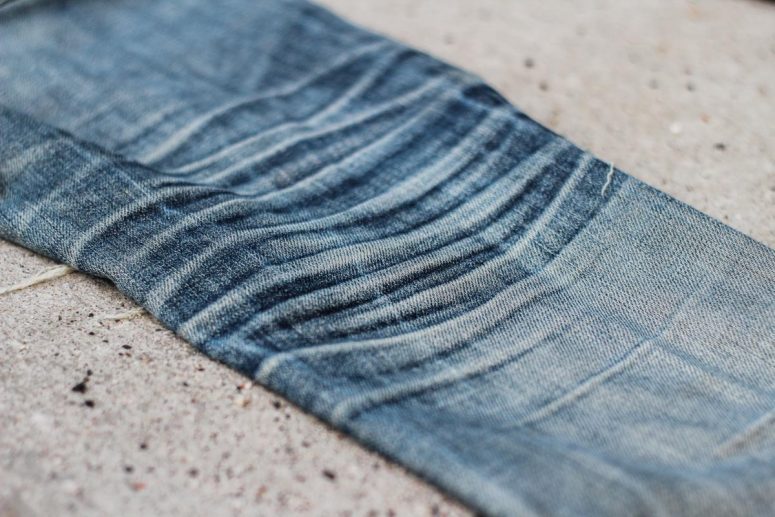 Raw denim fade event at brund 7-year-old Nudie Tight Long John honeycombs