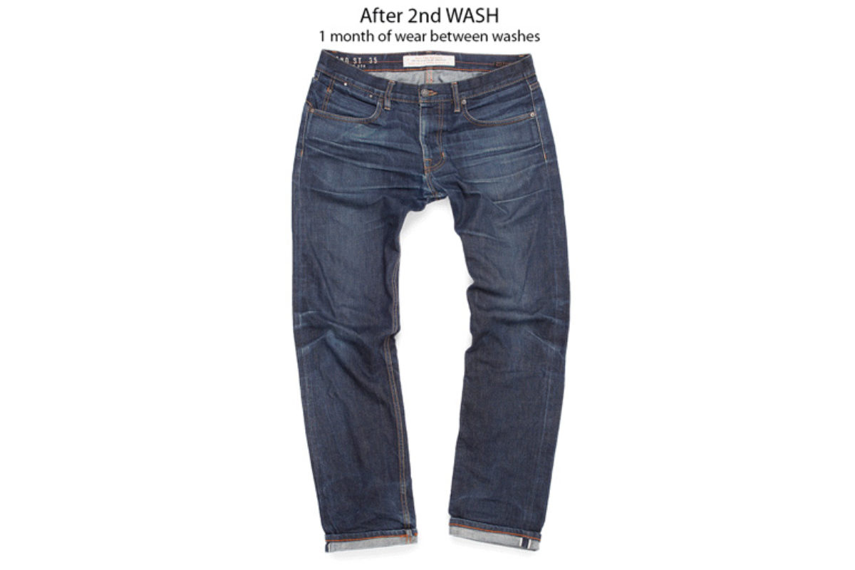 Williamsburg Garment Clothing Selvage Grand Street jeans after 10 months of wear and 2 washes